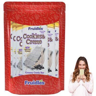 Fruidles Cookies & Cream Bark Bar, Holiday Favorite Kosher Certified, Individually Wrapped Bars, 3.5oz (6-Pack)