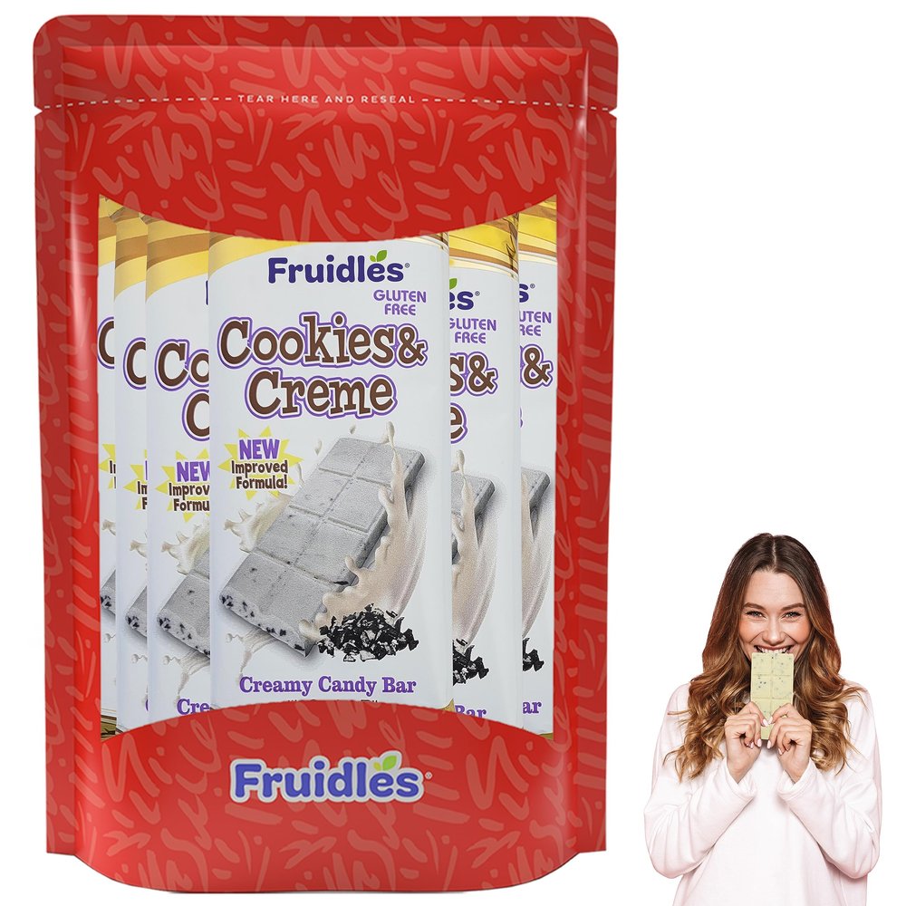 Fruidles Cookies & Cream Bark Bar, Holiday Favorite Kosher Certified, Individually Wrapped Bars, 3.5oz (6-Pack)