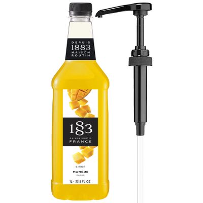 1883 Mango Syrup with Pump  Premium Flavoring Syrup for Cocktails, Mocktails, Lemonade, Iced Tea & Tropical Drinks  1L (33.8 fl oz) Bottle