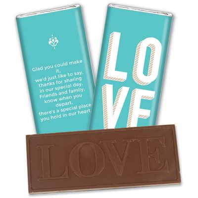 12 Pcs Wedding Candy Party Favors in Bulk Wrapped Belgian Chocolate Bars - Love