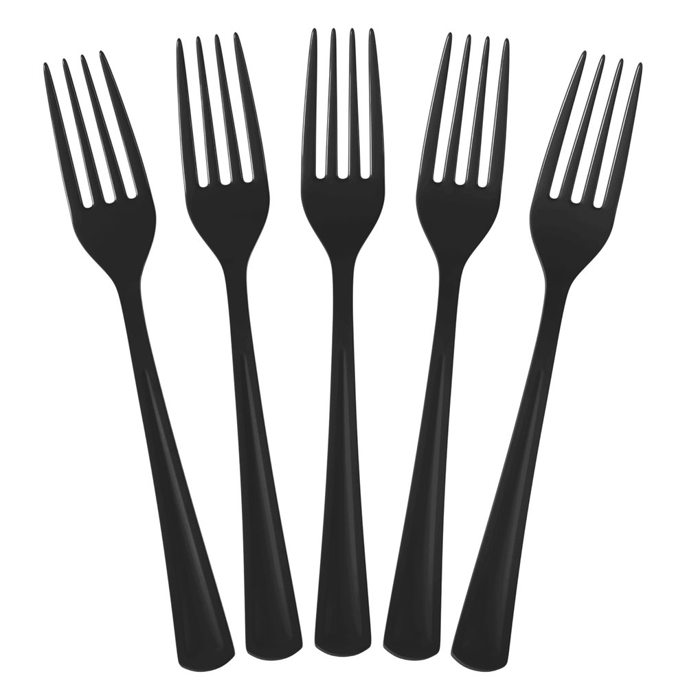 Party Solids Black Plastic Forks 100 Pieces Black Forks Disposable Utensils Heavy Duty Plastic Cutlery Set Disposable Cutlery Sets Flatware Sets Silverware Set Party Supplies & Party Tableware