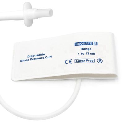 5PCS Disposable Blood Pressure Cuff with BP05 Connector and Single Tube for #4 Neonate 7-13 cm, Replacement NIBP Cuff, Non-Woven Fabric BP Cuff