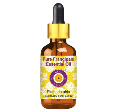Deve Herbes Frangipani Essential Oil (Plumeria alba) with Glass Dropper Steam Distilled 50ml (1.69 oz)