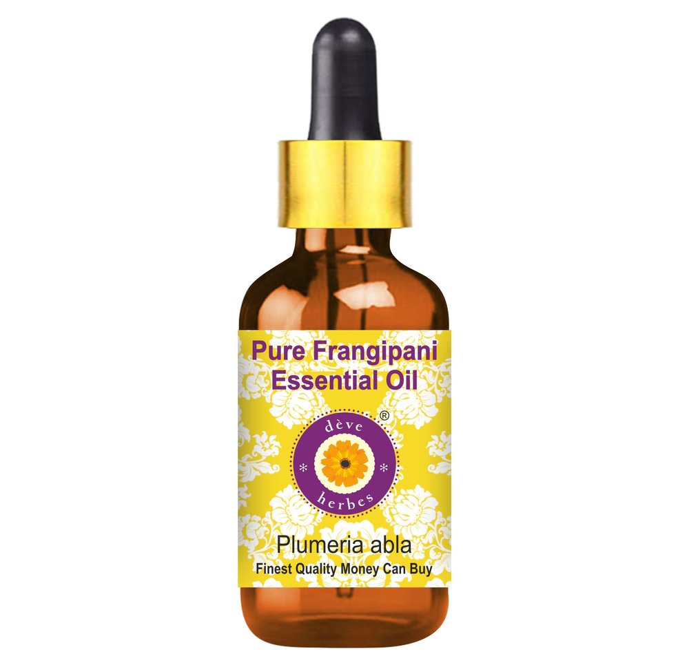 Deve Herbes Frangipani Essential Oil (Plumeria alba) with Glass Dropper Steam Distilled 50ml (1.69 oz)