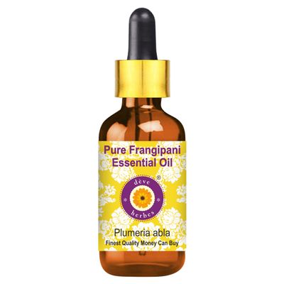 Deve Herbes Frangipani Essential Oil (Plumeria alba) with Glass Dropper Steam Distilled 15ml (0.5 oz)