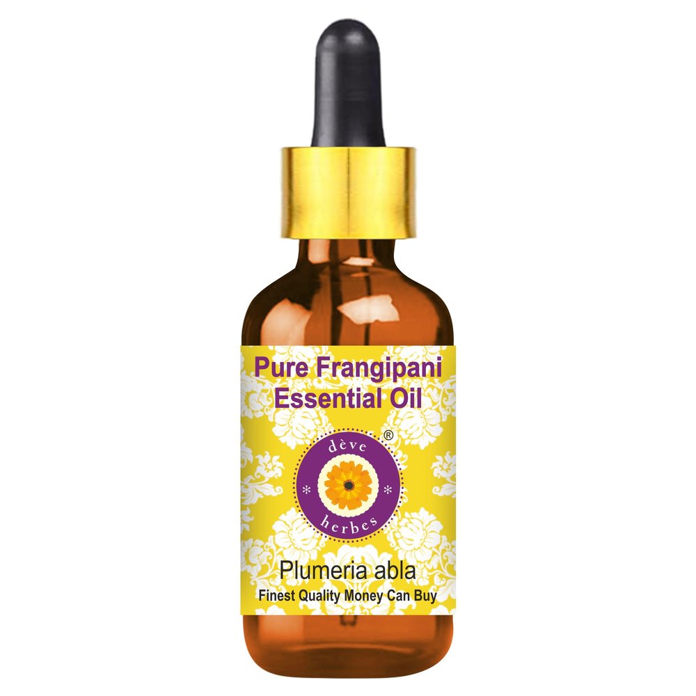Deve Herbes Frangipani Essential Oil (Plumeria alba) with Glass Dropper Steam Distilled 15ml (0.5 oz)