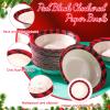 Jinei 100 Pcs Christmas Paper Bowls Bulk 7 Inch 16 oz Red and Black Buffalo Plaid Checkered Bowls Disposable Snack Dessert Salad Soup Serving Cups for Winter Holiday Xmas Party Favor Supplies view 3