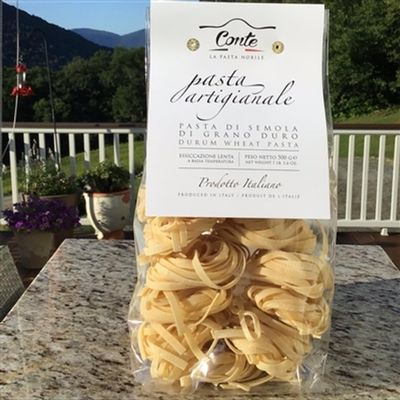 Conte Tagliatelle Pasta - Authentic Italian Import, 500g (1 lb) | Artisanal Durum Wheat Blends | High Protein, Low Ash | Golden Yellow Grain | Impurity-Free Water | Static Drying