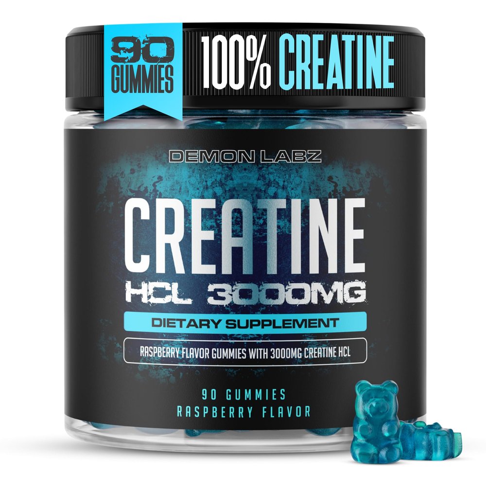 Demon Labz Creatine HCl 3000mg Per Serving - Raspberry Flavor - Vegan Gummies (90 Count, Single Pack)