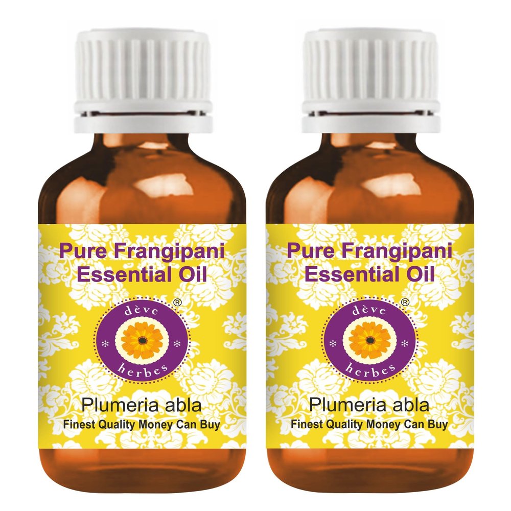 Deve Herbes Pure Frangipani Essential Oil (Plumeria alba) Steam Distilled 100ml X 2 (Pack of Two) (6.76 oz)