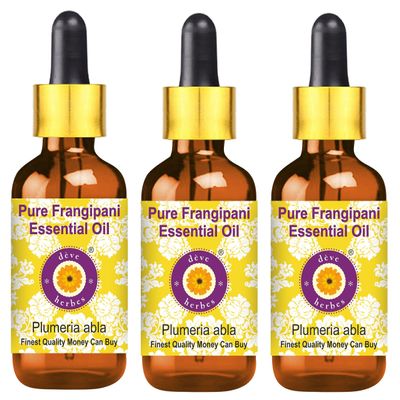 Deve Herbes Frangipani Essential Oil (Plumeria alba) with Glass Dropper Steam Distilled 100ml X 3 (Pack of Three) (10 oz)