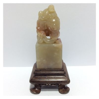 CLoxks Vase Bonsai Base Wooden Vase Base Grey wood Square Seal Buddha Statue Jade Seal Ornament Pedestal Handicraft Display Stand Bonsai Base