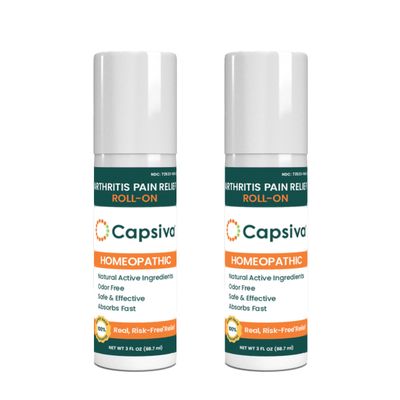 Capsiva Pain Relieving Gel, Absorbs Fast, Odor-Free, Safe for Prescription, No Known Side Effects (Gel Roll-On, 2 Pack, 3 Oz Each)