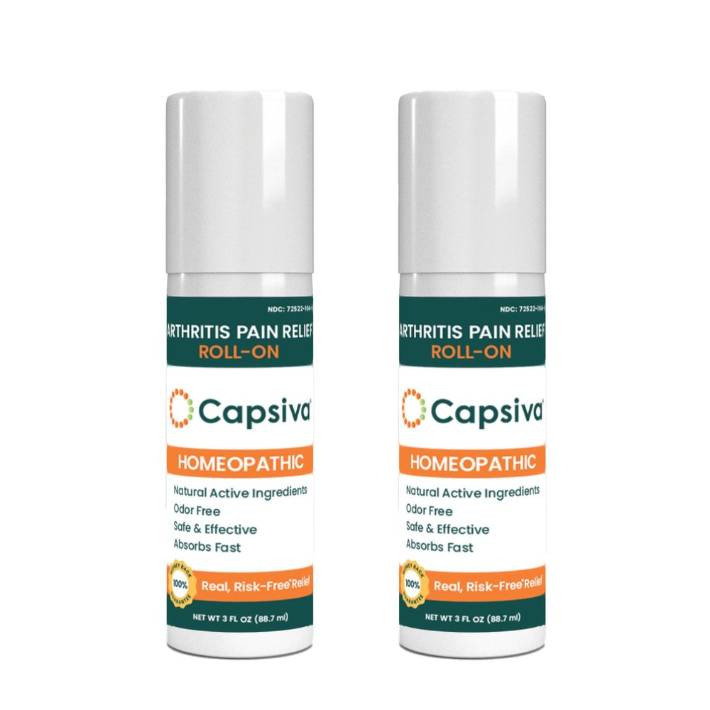 Capsiva Pain Relieving Gel, Absorbs Fast, Odor-Free, Safe for Prescription, No Known Side Effects (Gel Roll-On, 2 Pack, 3 Oz Each)