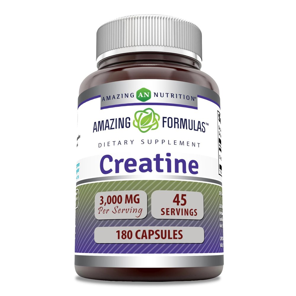 Amazing Formulas Creatine Monohydrate 3000 Mg Per Serving Capsules Supplement | Non-GMO | Gluten Free | Made in USA (Pack of 1 | 180 Count)