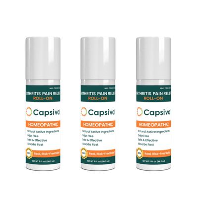 Capsiva Pain Relieving Gel, Absorbs Fast, Odor-Free, Safe for Prescription, No Known Side Effects (Gel Roll-On, 3 Pack, 3 Oz Each)