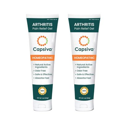Capsiva Pain Relief Topical 3oz Tube, 2 Pack, for Your Hands, Neck, Back, Joints, Non-Greasy, No Burn, Odor Free, Homeopathic Active Ingredients, Contains Capsaicin & Arnica, Absorbs Fast