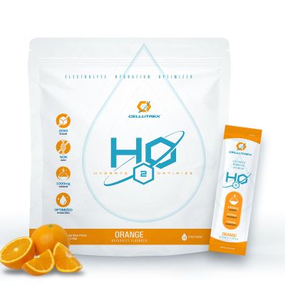 Cellutrex H2O Electrolytes Electrolyte Powder Drink Mix, Zero Sugar, Natural Salt Hydration Packets for Recovery and Wellness, Orange, 20 Sticks