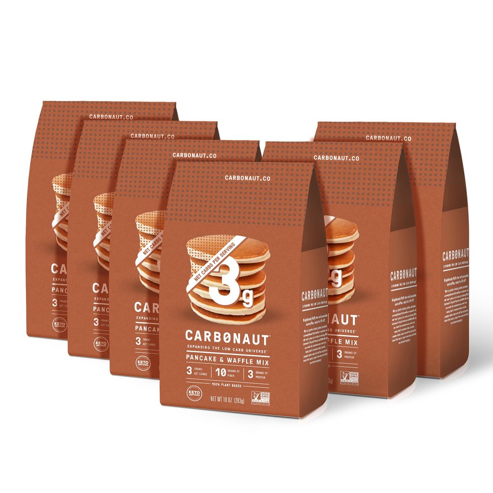 Carbonaut Pancake & Waffle Mix, Original | Keto-Certified & Non-GMO Low Carb Flour | Protein-Packed Waffle & Pancake Mix | Only 3g of Carbs Per Serving, 10 oz (Pack of 6)