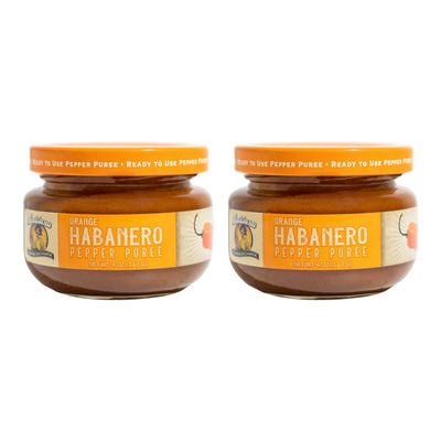 Louisiana Pepper Exchange Orange Habanero Pepper Puree Sauce Salsa, Spicy Sweet Tropical Seasoning, Plant-Based, Gluten-Free, Replaces Habanero Powder, 2-Pack