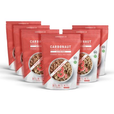 Carbonaut Gluten Free Granola, Strawberry Vanilla Crisp | Keto-Certified & Non-GMO | Perfect Keto Granola For Cereal, Yogurt, or Snacking | Only 3g of Carbs Per Serving, 10 oz (Pack of 6)