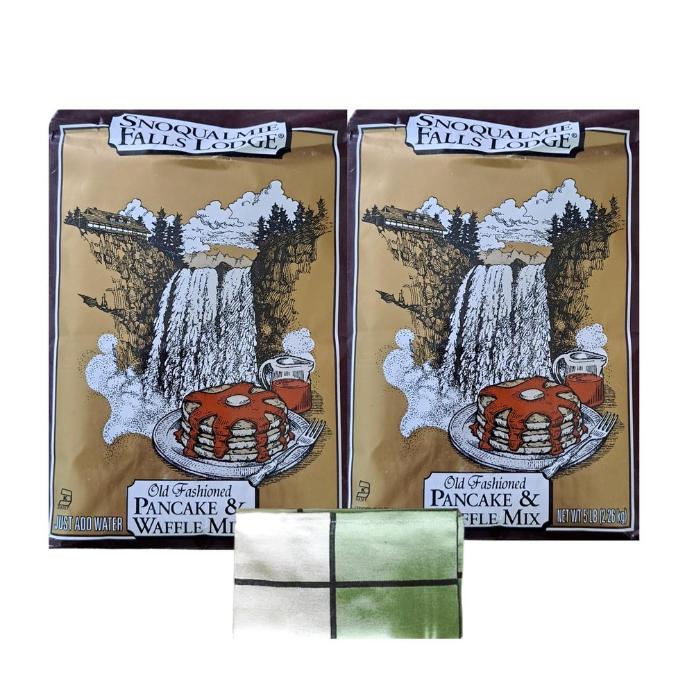 Snoqualmie Falls Lodge Old Fashioned PANCAKE & WAFFLE Mix 5lb.(2 bags) with Dish Towel Gift