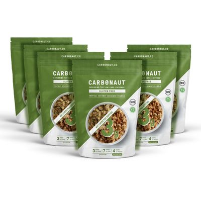 Carbonaut Gluten Free Granola, Tropical Coconut Cardamom | Keto-Certified & Non-GMO | Perfect Keto Granola For Cereal, Yogurt, or Snacking | Only 3g of Carbs Per Serving, 10 oz (Pack of 6)