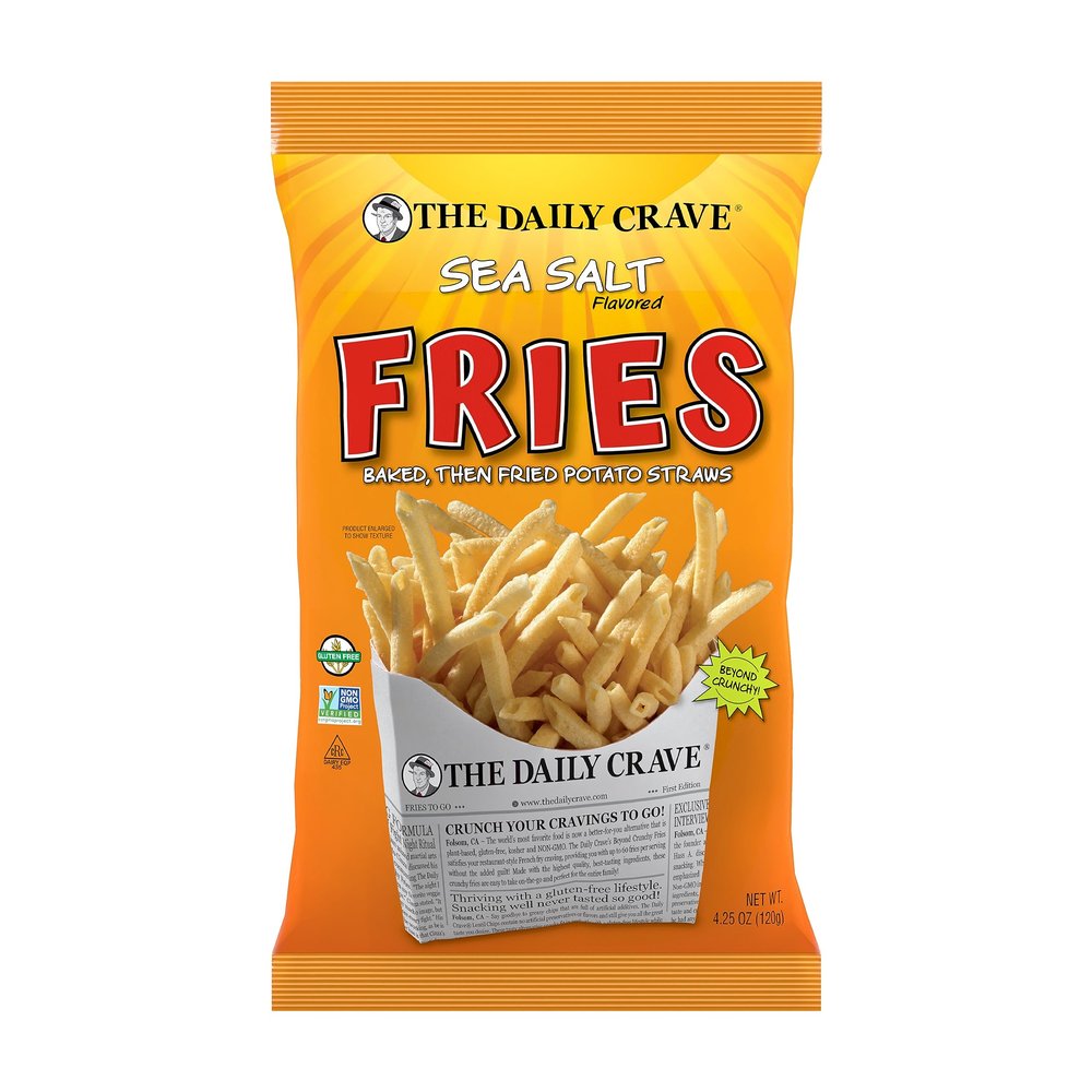 The Daily Crave Sea Salt Fries - Gluten Free, Non-Gmo, Kosher, Crunchy - 4.25 Oz (Pack Of 8)