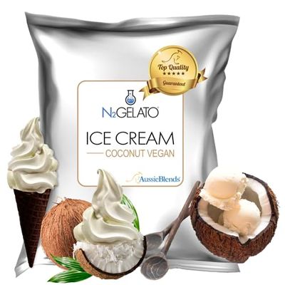 AussieBlends Coconut Vegan Ice Cream Mix For Soft Serve Ice Cream, Gelato, Rolled Ice Cream, Liquid Nitrogen Ice Cream Base & More, Plant-Based, 1-Pack, Imported