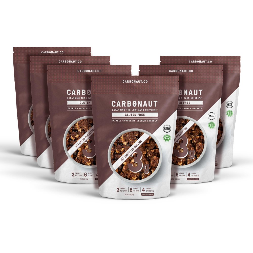 Carbonaut Gluten Free Granola, Double Chocolate Crunch | Keto-Certified & Non-GMO | Perfect Keto Granola For Cereal, Yogurt, or Snacking | Only 3g of Carbs Per Serving, 10 oz (Pack of 6)