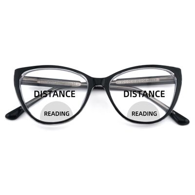 SOPHILY Cateye Bifocal Reading Glasses for Women Men, Funky Bi-focal Womens Readers Clear Top Blue Light Blocking Eyglasses,Black Frame +2.00