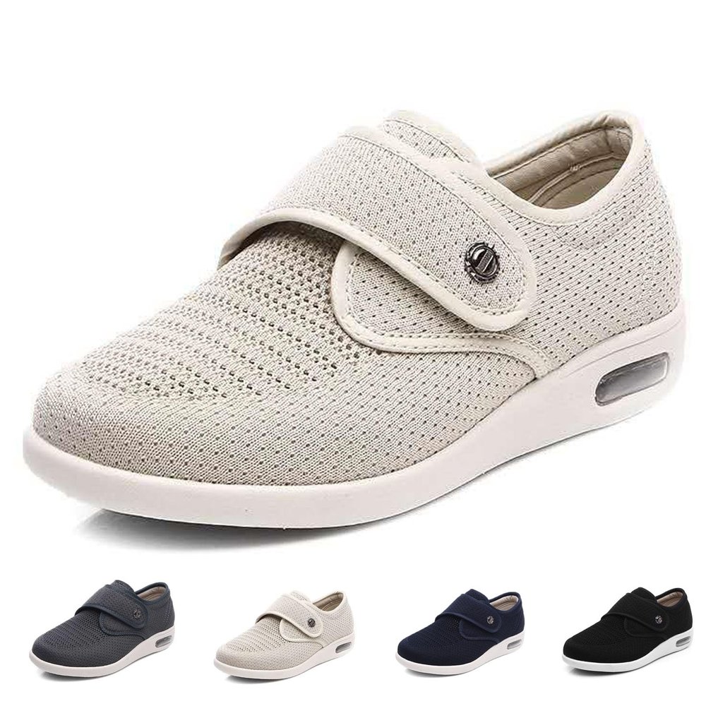 bumuam Women's Men Diabetic Shoes,Casual Adjustable Walking Shoes Wide Shoes with 3 Pairs Insoles Replacement for Elderly Diabetic Edema Swollen Feet Men 5/Women 6