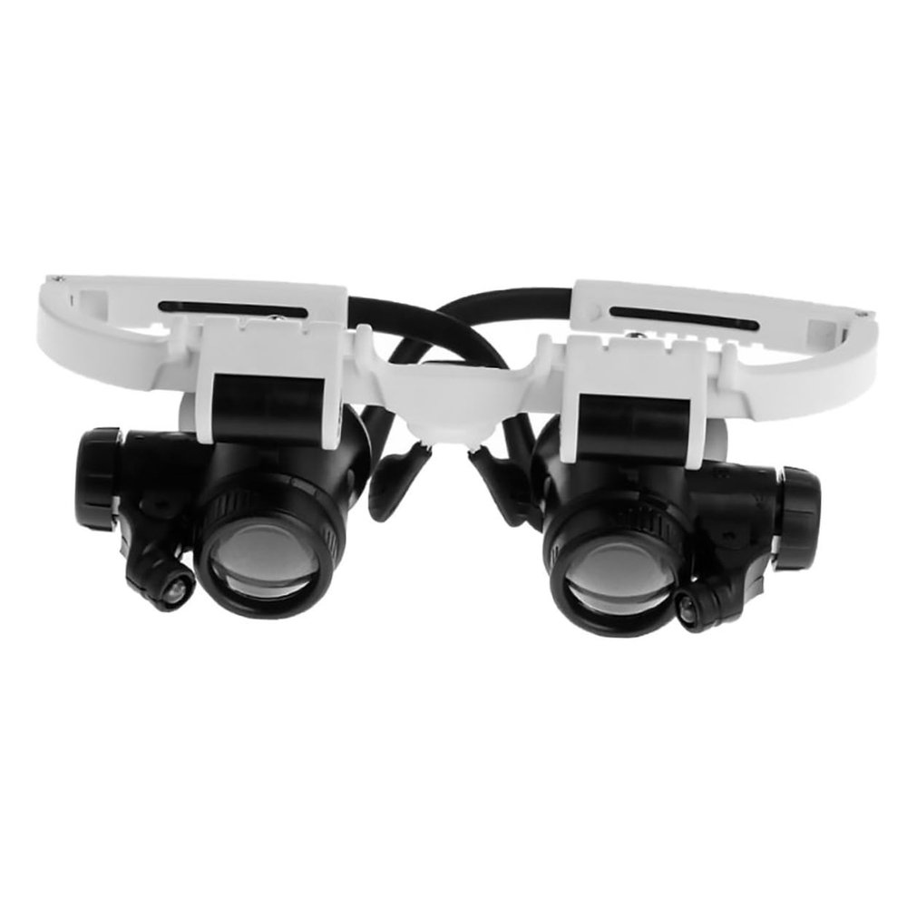 Binocular Magnifying Glass 8x-23x Head-Mounted Led Light Reading Magnifier Repair Tool Metal Acrylic Lens