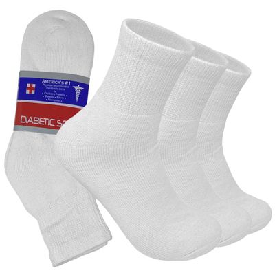 Glory Max 3, 6 or 12 Pairs Unisex Physicians Approved Circulatory Diabetic Quarter Crew Ankle Socks (as1, numeric, numeric_13, numeric_15, regular, regular, 3 Pairs White)