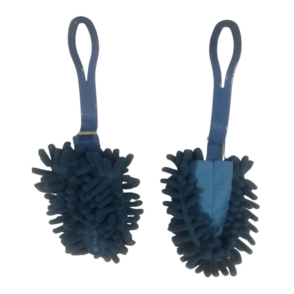 2-Pack Fuzzy Wuzzy Microfiber Dusters | Handle Home, Wood, Tile & Kitchen Cleaning | Blue, Washable 11x4