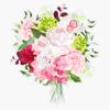 Beautiful Vector Bouquet With Peony Rose Carnation Hydrangea Orchid Green Plants On White Vector Design Set. Bunch Of Flowers In Modern Mixed Style. All Elements Are Isolated And Editable. Bumper Sticker Vinyl Decal 5" view 1