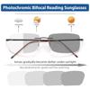 KISSOUL Rimless Bifocal Photochromic Reading Glasses Men Computer Readers Anti-blue Light Transition Sunglasses with Readers view 4