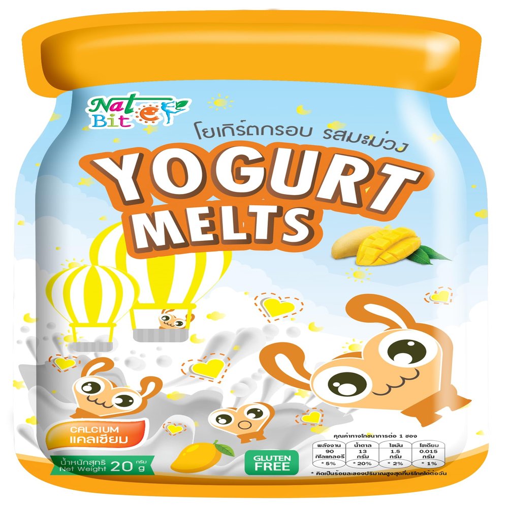Nat Bit Freeze-Dried Yogurt Snacks  Crispy Mango Bites, Healthy Snack for Kids & Adults, No Preservatives, Gluten-Free Mango Flavors (0.7 oz Packets, 12 Count)