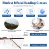 KISSOUL Rimless Bifocal Photochromic Reading Glasses Men Computer Readers Anti-blue Light Transition Sunglasses with Readers view 2