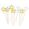 100 Pcs Star Cupcake Picks Glitter Star Cupcake Toppers Mini Star Cake Toppers Star Food Picks Wedding Cake Picks Golden Silver view 1