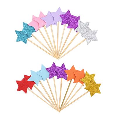 100 Pcs Star Cupcake Toppers Mini Cake Star Sticks Little Star Cake Toppers Cupcake Party Picks Cake Decorations Picks
