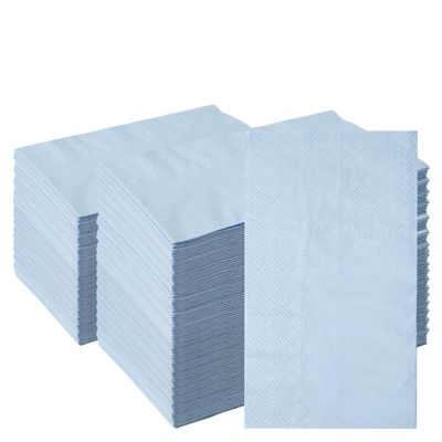 100 Pieces 3-ply Blue Napkins Disposable 13 x 15.7 Inches Guest Bathroom Napkins Dessert Napkins Disposable Hand Towels for Bathroom Wedding Birthday Party Paper Dinner Napkins