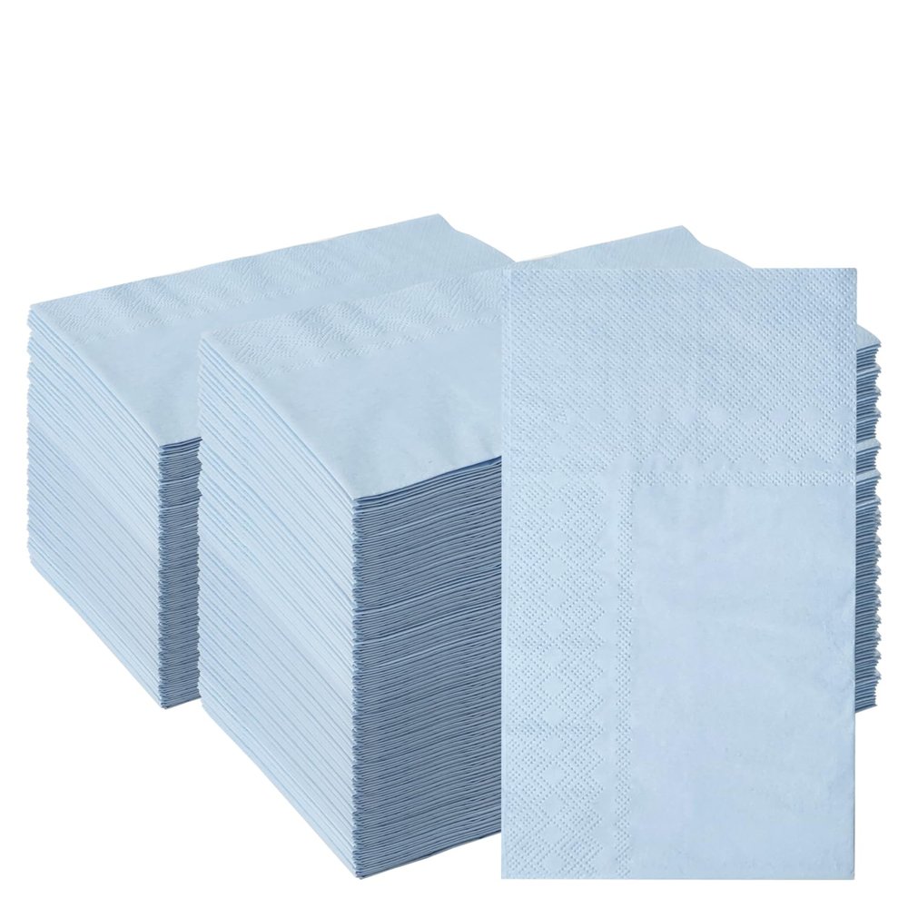 100 Pieces 3-ply Blue Napkins Disposable 13 x 15.7 Inches Guest Bathroom Napkins Dessert Napkins Disposable Hand Towels for Bathroom Wedding Birthday Party Paper Dinner Napkins