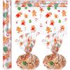 Gueevin Christmas Cellophane Wrap Roll Gingerbread Cellophane Roll 100 ft x 16 Inch 2.5 Mil Holiday Wrapping Paper Santa Snowman Cellophanes Bags Gift Wrap for Christmas Treats (gingerbread Man) view 1