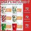 Suttmin 72 Sets/ 216 Pcs Christmas Paper Cups 16 oz Disposable to Go Coffee Cups with Lids and Sleeves Xmas Hot Cocoa Coffee Mug for Cold Drinks Christmas Hot Chocolate Xmas Party Supplies(Bright) view 3
