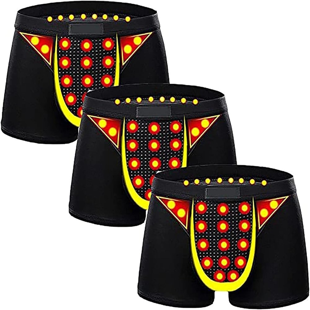 3 Packs Magnetic Therapy Energetic Men Pant Tourmaline Prostate Therapy Panties Health Care Enlargement Panties (Color : 1, Size : Large)