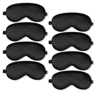 BBTO 8 Pcs Sleep Mask, Silk Eye Mask for Sleeping with Adjustable Strap, Blackout Sleeping Eye Blindfold Soft Silk Mask for Men Women Adults (Black)