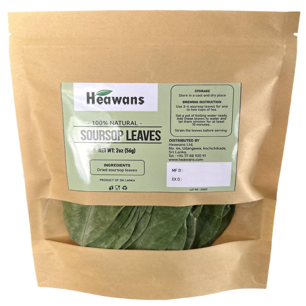 Dried Soursop Leaves 100% Natural, Graviola for Tea 2oz (56g) Packed In Stand Up Resealable Pouch