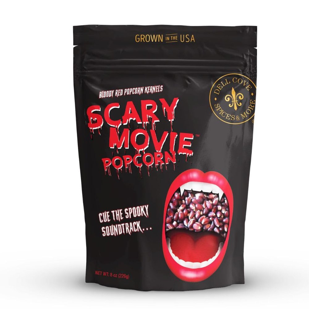 Dell Cove Spices | Scary Movie Bloody Red Popcorn Kernels | Trick-Or-Treat Party Snacks | Festive Holiday Snack Boo Box, Half Pound
