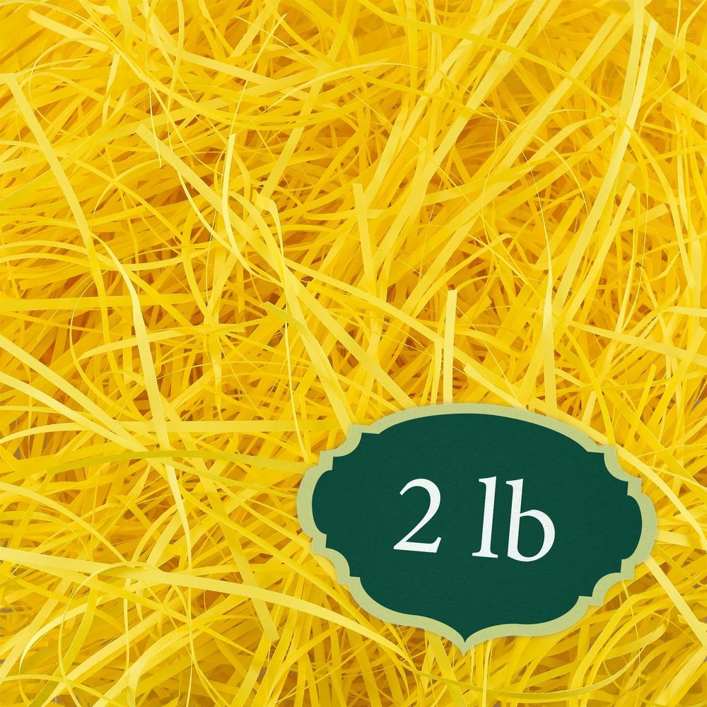 Arcadia Garden Products 2 lbs - Yellow Straight Shredded Color Paper Filler Box Stuffing for Gift Wrapping & Crafts, Basket Filling, Confetti, Packaging & Shipping - RPS02YW